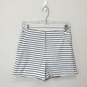 Zara Dressy Nautical Stripe Shorts White Navy Blue High Waist